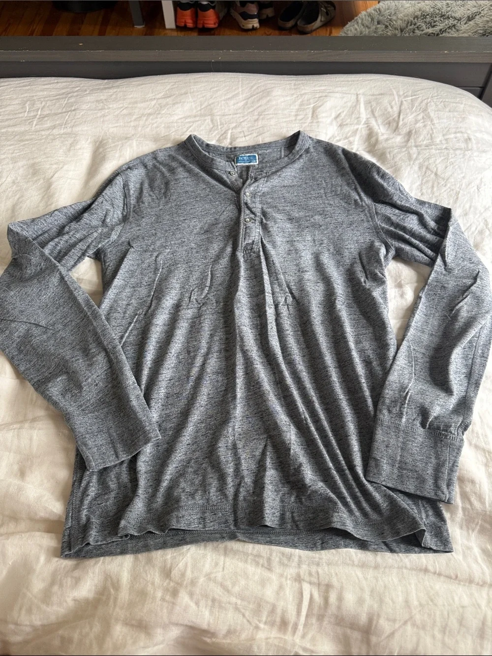 J Crew Gray Long sleeve quarter button